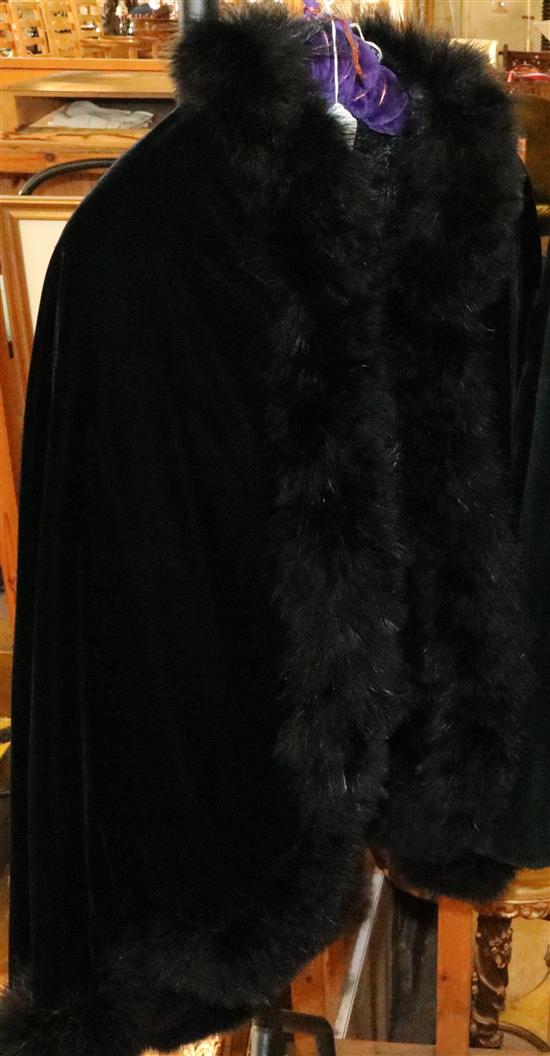 A Ralph Lauren velvet coat and a fur stole